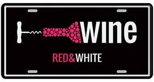 Ceduľa značka Wine - red and white 30,5cm x 15,5cm Plechová tabuľa