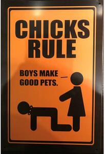 Ceduľa Chicks Rule 30cm x 20cm Plechová tabuľa
