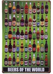 Ceduľa Beers of the world 30cm x 20cm Plechová tabuľa