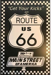 Ceduľa Route 66 Us on 30cm x 20cm Plechová tabuľa