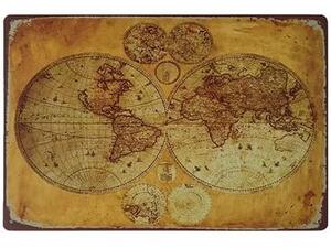 Ceduľa Mapa sveta 30cm x 20cm Plechová tabuľa