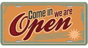 Ceduľa značka Come in we are open