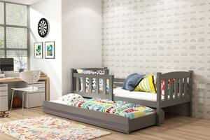Detská posteľ KUBUŠ 2 s prístelkou | sivá Farba: Sivá / biela, Rozmer.: 190 x 80 cm
