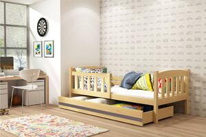 Detská posteľ KUBUŠ 1 s úložným priestorom | borovica Farba: Borovica / zelená, Rozmer.: 200 x 90 cm