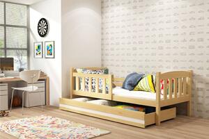 Detská posteľ KUBUŠ 1 s úložným priestorom | borovica Farba: Borovica / sivá, Rozmer.: 160 x 80 cm