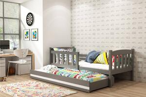 Detská posteľ KUBUŠ 2 s prístelkou | sivá Farba: Sivá / ružová, Rozmer.: 200 x 90 cm