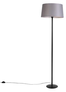 Stojaca lampa čierna s tienidlom z ľanu tmavosivá 45 cm - Simplo