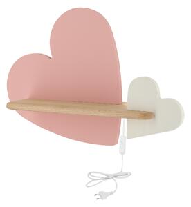 Candellux HEART Nástenné svietidlo 5W LED IQ KIDS WITH CABLE, SWITCH AND PLUG PINK+WHITE 21-84552