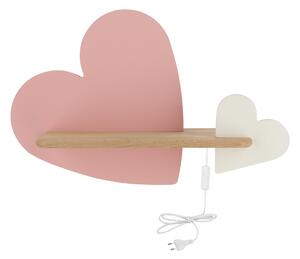 Candellux HEART Nástenné svietidlo 5W LED IQ KIDS WITH CABLE, SWITCH AND PLUG PINK+WHITE 21-84552