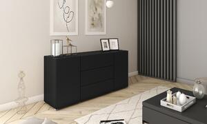 Komoda MINIO BRELA, 150 cm, s 2 dvierkami a 3 zásuvkami - čierna