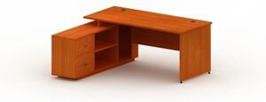 Kancelársky stôl so skrinkou MIRELLI A+ 1600 x 1600 mm, ľavý, čerešňa