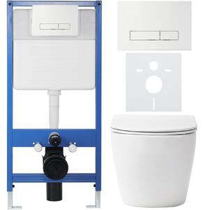CERANO - Kompletný podomietkový WC set Verde - biela matná - WC tlačidlo Slim, biele - predstenová inštalácia