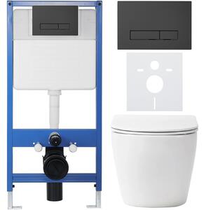 CERANO - Kompletný podomietkový WC set Verde - biela matná - WC tlačidlo Slim, čierne matné - predstenová inštalácia