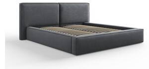 Tmavosivá čalúnená dvojlôžková posteľ s úložným priestorom a roštom 180x200 cm Arendal – Cosmopolitan Design