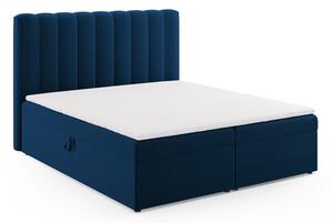 Tmavomodrá boxspring posteľ s úložným priestorom 180x200 cm Gina – Milo Casa