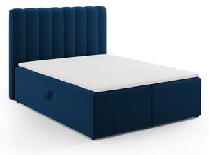 Tmavomodrá boxspring posteľ s úložným priestorom 160x200 cm Gina – Milo Casa