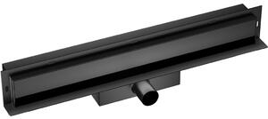 CERANO - Lineárny odtokový žľab k stene, so sifónom - čierna matná - 60 cm
