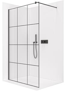 CERANO - Sprchová zástena Walk-in Onyx Round Ľ/P - 8 mm - guľatá vzpera - čierna matná, industriálne sklo - 90x200 cm
