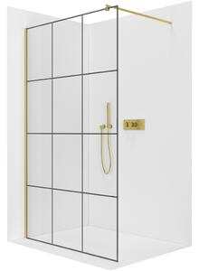 CERANO - Sprchová zástena Walk-in Onyx Round Ľ/P - 8 mm - guľatá vzpera - zlatá kartáčovaná, industriálne sklo - 90x200 cm
