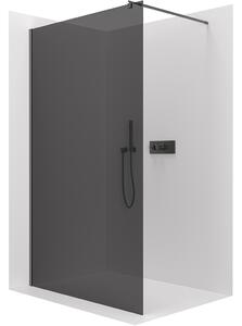 CERANO - Sprchová zástena Walk-in Onyx Round Ľ/P - 8 mm - guľatá vzpera - čierna matná, grafitové sklo - 40x200 cm