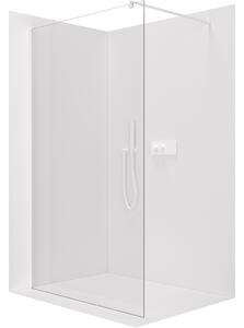 CERANO - Sprchová zástena Walk-in Onyx Round Ľ/P - 8 mm - guľatá vzpera - biela matná, transparentné sklo - 30x200 cm