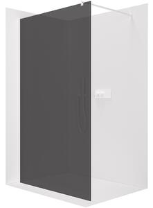 CERANO - Sprchová zástena Walk-in Onyx Round Ľ/P - 8 mm - guľatá vzpera - biela matná, grafitové sklo - 30x200 cm