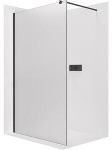 CERANO - Sprchová zástena Walk-in Onyx Round Ľ/P - 8 mm - guľatá vzpera - čierna matná, mliečne sklo - 30x200 cm