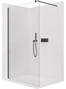 CERANO - Sprchová zástena Walk-in Onyx Round Ľ/P - 10 mm - guľatá vzpera - čierna matná, transparentné sklo - 100x200 cm