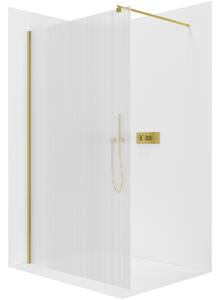 CERANO - Sprchová zástena Walk-in Onyx Round Ľ/P - 8 mm - guľatá vzpera - zlatá kartáčovaná, ryhované sklo - 50x200 cm