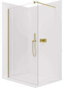 CERANO - Sprchová zástena Walk-in Onyx Round Ľ/P - 8 mm - guľatá vzpera - zlatá kartáčovaná, transparentné sklo - 30x200 cm