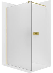 CERANO - Sprchová zástena Walk-in Onyx Round Ľ/P - 8 mm - guľatá vzpera - zlatá kartáčovaná, mliečne sklo - 30x200 cm