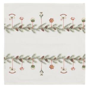 Krémový bavlnený obrúsok s girlandou Aix Christmas - 40*40 cm - Chic Antique