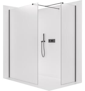 CERANO - Sprchová zástena Walk-in Onyx TL/P - 8 mm - hranatá vzpera - čierna matná, mliečne sklo - 40x30 cm