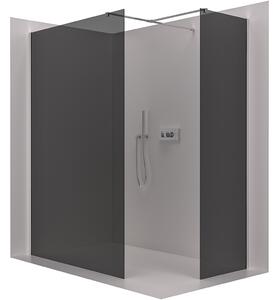 CERANO - Sprchová zástena Walk-in Onyx TL/P - 8 mm - hranatá vzpera - chróm, grafitové sklo - 140x140x200 cm