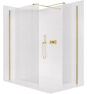 CERANO - Sprchová zástena Walk-in Onyx TL/P - 8 mm - hranatá vzpera - zlatá kartáčovaná, ryhované sklo - 50x50 cm