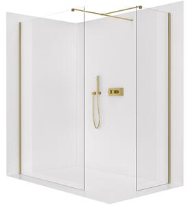 CERANO - Sprchová zástena Walk-in Onyx TL/P - 8 mm - hranatá vzpera - zlatá kartáčovaná, transparentné sklo - 30x30 cm
