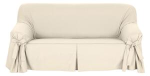 Jednofarebný bavlnený poťah s viazačkami na pohovku a kreslo, plátno bachette