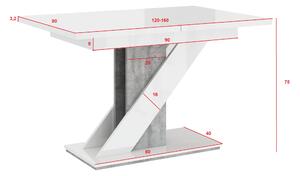 Jedálenský stôl Mevenis (lesk čierny + kameň) (pre 4 až 6 osôb). Vlastná spoľahlivá doprava až k Vám domov. 1055215