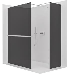 CERANO - Sprchová zástena Walk-in Onyx TL/P - 8 mm - hranatá vzpera + polička/držiak na uteráky - chróm, grafitové sklo - 40x40 cm