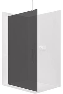 CERANO - Sprchová zástena Walk-in Onyx Top Round Ľ/P - 8 mm - guľatá vzpera - biela matná, grafitové sklo - 120x200 cm