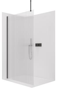 CERANO - Sprchová zástena Walk-in Onyx Top Round Ľ/P - 8 mm - guľatá vzpera - čierna matná, ryhované sklo - 50x200 cm