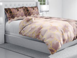 Biante Bavlnené posteľné obliečky Sandra SA-436 Hexagóny na hnedofialovom Predĺžené 140x220 a 70x90 cm