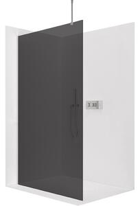 CERANO - Sprchová zástena Walk-in Onyx Top Round Ľ/P - 8 mm - okrúhla vzpera - chróm, grafitové sklo - 40x200 cm