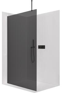 CERANO - Sprchová zástena Walk-in Onyx Top Round Ľ/P - 8 mm - guľatá vzpera - čierna matná, grafitové sklo - 100x200 cm