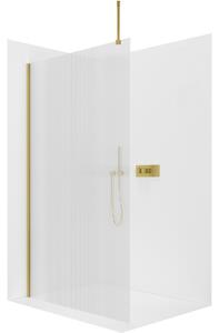 CERANO - Sprchová zástena Walk-in Onyx Top Round Ľ/P - 8 mm - okrúhla vzpera - zlatá kartáčovaná, ryhované sklo - 50x200 cm