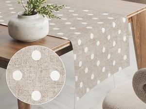 Biante Dekoračný behúň na stôl Porto PRT-019 Biele bodky na béžovom režnom 20x120 cm