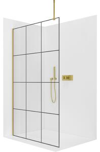 CERANO - Sprchová zástena Walk-in Onyx Top Round Ľ/P - 8 mm - guľatá vzpera - zlatá kartáčovaná, industriálne sklo - 90x200 cm