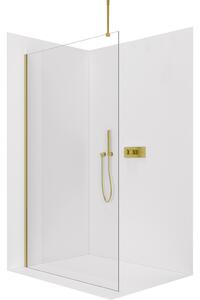 CERANO - Sprchová zástena Walk-in Onyx Top Round Ľ/P - 8 mm - guľatá vzpera - zlatá kartáčovaná, transparentné sklo - 40x200 cm