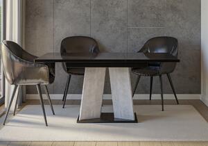 Jedálenský stôl Mulnu (lesk čierny + kameň) (pre 4 až 6 osôb). Vlastná spoľahlivá doprava až k Vám domov. 1055224