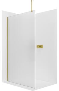 CERANO - Sprchová zástena Walk-in Onyx Top Round Ľ/P - 8 mm - guľatá vzpera - zlatá kartáčovaná, mliečne sklo - 50x200 cm